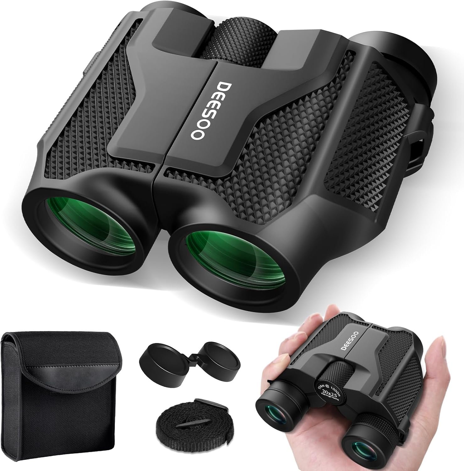 Compact Binoculars for Adults Kids — 20×25 High Power for Bird Watching | Small, Pocket, FMC, BAK4 Prism, Large Eyepiece, Easy Focus, Easy to Carry, Travel, Sightseeing, Outdoors, Hunting, Theatre