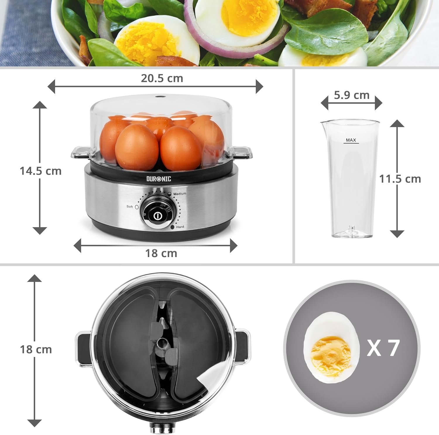 EB40 BK Electric Egg Boiler, Steamer and Poacher for 7 Soft, Medium or Hard Boiled Eggs 2