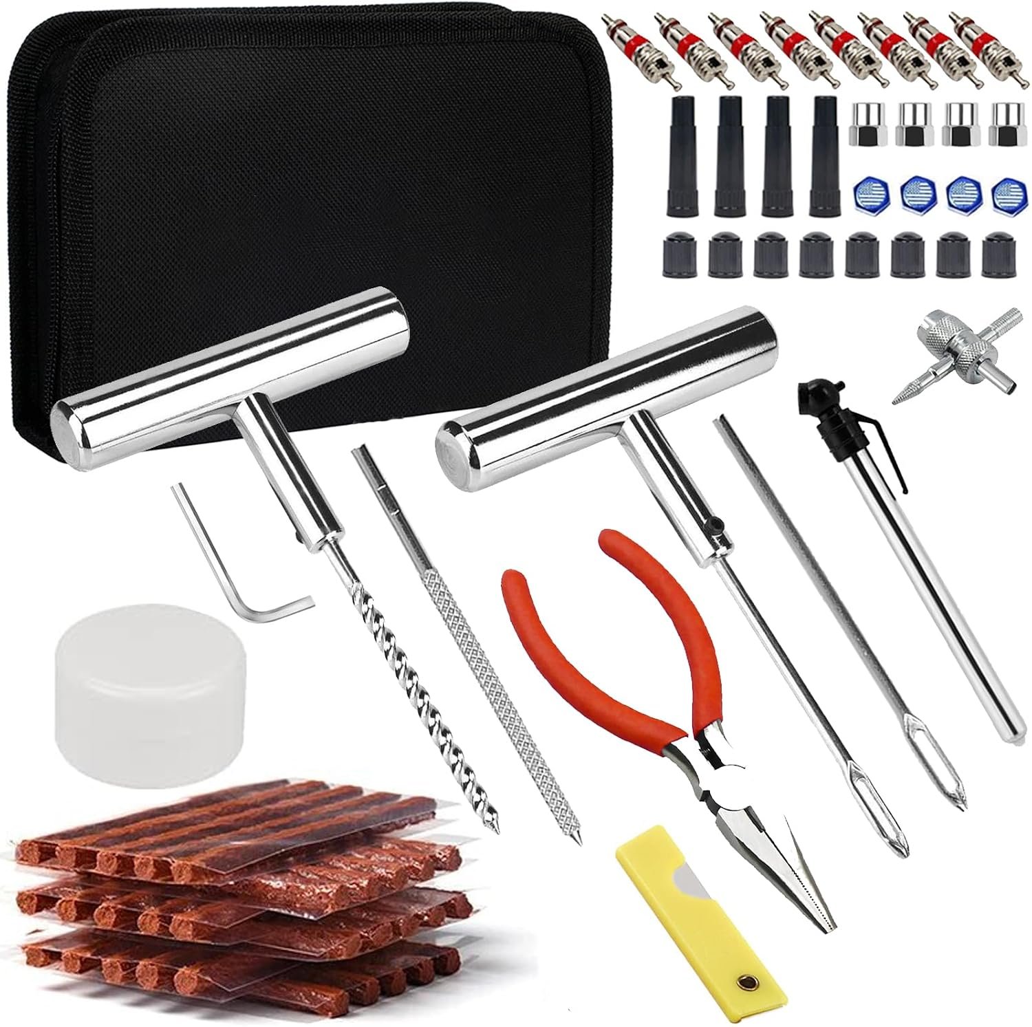 Tyre Repair Kit, 70pcs Tyre Plug Kit, Heavy Duty Tyre Puncture Repair Kit, Universal Car Tyre Patch Kit with 30 Tyre Repair Rubber Strip for Tires on Cars, Trucks, Motorcycles, ATV, Tractor, Van