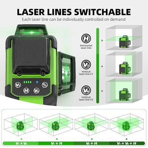360° Laser Level with 1.3m Tripod, Self Leveling Rechargeable Laser Level for Construction and Picture Hanging 2