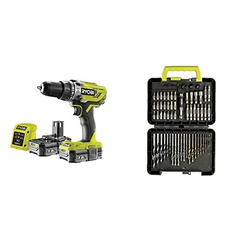 R18PD3-215GZ 18V ONE+ Cordless Combi Drill Starter Kit + 60-Piece Bit Set 2