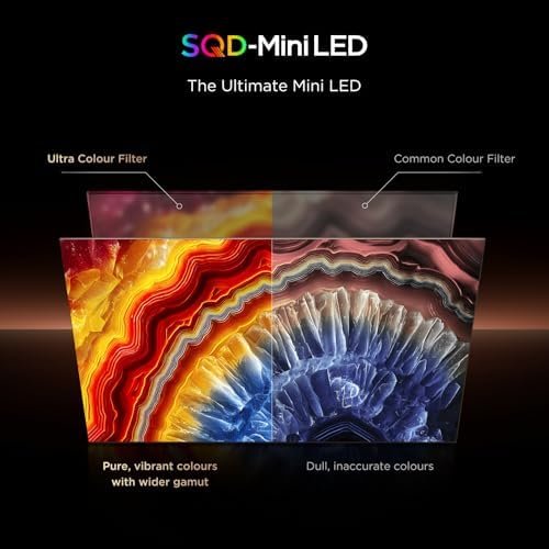 65C7L-UK 65 Inch SQD-Mini LED TV, 4K HDR 3000 nits and 1,152 dimming zones, Google TV, Dolby Vision & Atmos, Audio by Bang & Olufsen, 144Hz, Apple AirPlay 2 & Alexa (2026 New Model) 4